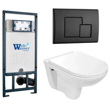 Комплект Weltwasser 10000010361 подвесной унитаз Baarbach 004 GL-WT + инсталляция Marberg 507 + кнопка MAR 507 SE MT-BL