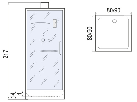 Душевая кабина River Moero Б/К 80/80/14