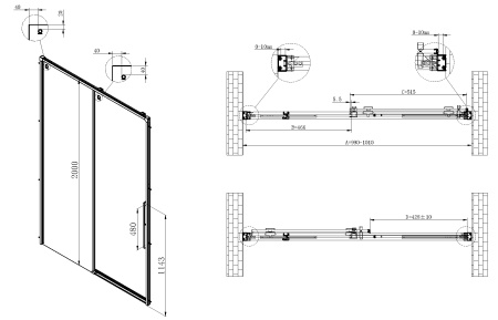 Душевая дверь в нишу Vincea Ultima VDS-7UL100CL, 1000, хром, стекло прозрачное