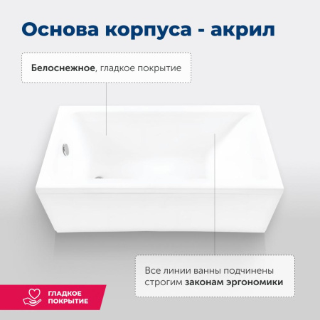 Ванна Aquanet Bright 155x70 (с каркасом)