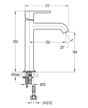 Смеситель для раковины Cezares Eco ECO-LC-NOP-W0 Черный матовый