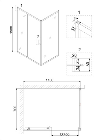 Душевая дверь в нишу Niagara Nova NG-62-11A 110x190