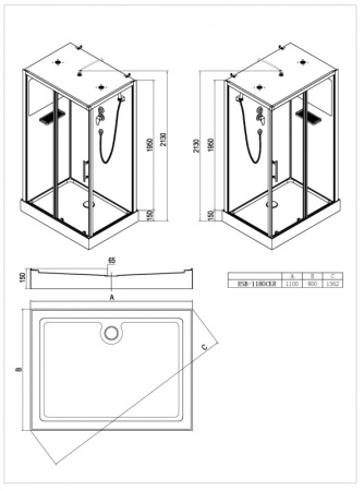 Душевая кабина Esbano ESB-1180CKR