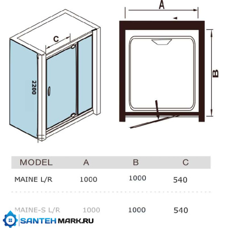 Душевая кабина WeltWasser Maine R 100x100