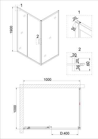 Душевая дверь в нишу Niagara Nova NG-62-10A 100x190