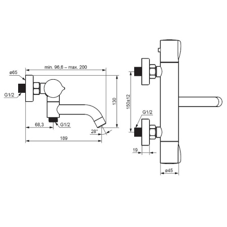 Смеситель для ванны Damixa Scandinavian Pure 363000000 с термостатом Хром