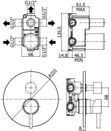 Смеситель Paffoni Stick SK018CR хром (с внутренней частью)