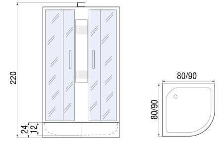 Душевая кабина River Nara Light Б/К XL 80/24 MT