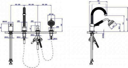 Смеситель для ванны Cezares Olimp OLIMP-BVDM-02-L Смеситель для ванны Cezares Olimp OLIMP-BVDM-02-L