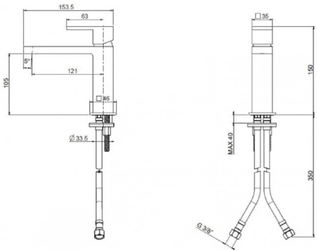 Смеситель для раковины Cezares Unika UNIKA-LSM1-03/24-W0
