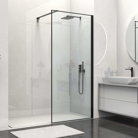 Душевая перегородка Vincea Walk-In VSW-1HS100CLB, 1000*2000, черный матовый, стекло прозрачное
