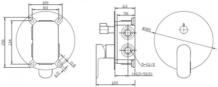 Смеситель для душа BelBagno Ancona ANCONA-VDI-CRM с внутренней частью