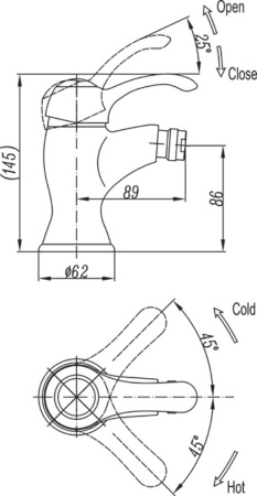 Смеситель для биде Cezares Lira LIRA-C-BS1-03 с донным клапаном