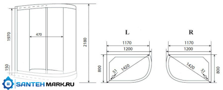 Душевая кабина Timo Eco TE-0702 L 120x80