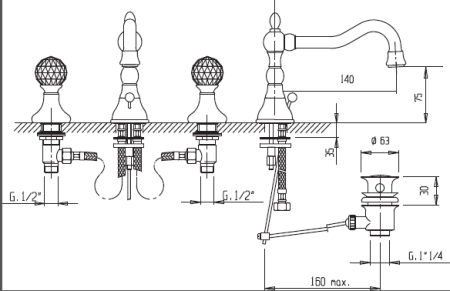 Смеситель для раковины CEZARES ATLANTIS-BLS2-02-Sw/M