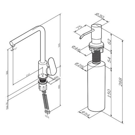 Смеситель для кухонной мойки AM.PM Like F8005D00 с дозатором Хром