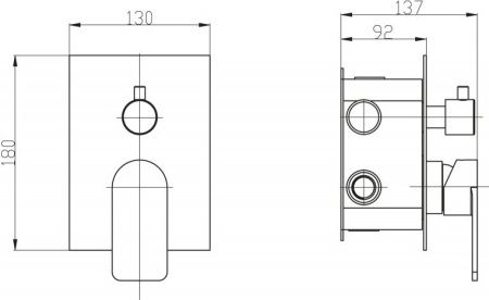 Смеситель для ванны BelBagno Nova NOV-SDMC-IN с внутренней частью