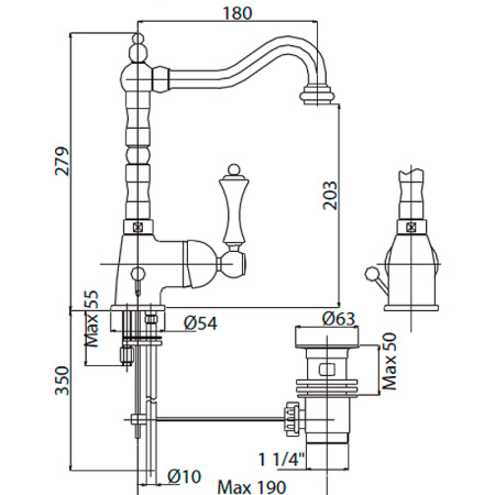 Смеситель для раковины Cezares Margot MARGOT-LSM2-01-N Хром