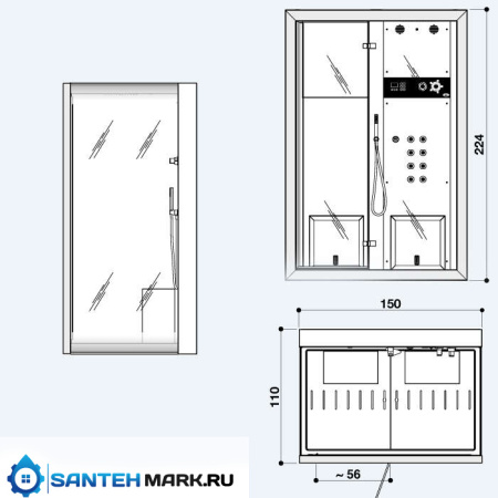 Душевая кабина Jacuzzi Frame IN2 150x110 DX Душевая кабина Jacuzzi Frame IN2 150x110 DX
