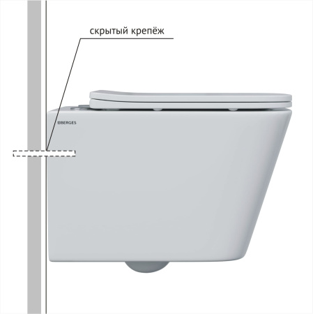 Комплект BERGES: инсталляция АТОМ Line кнопка белая, унитаз FLOE S Rimless 51 см, сидение дюропласт Floe S Slim SO, микролифт, быстросъём