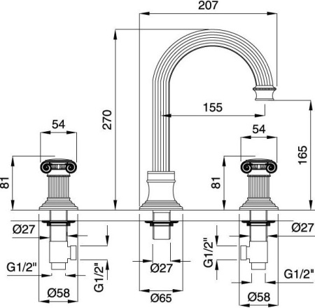 Смеситель Cezares Olimp OLIMP-BLS2-A-01-M с донным клапаном Смеситель Cezares Olimp OLIMP-BLS2-A-01-M с донным клапаном