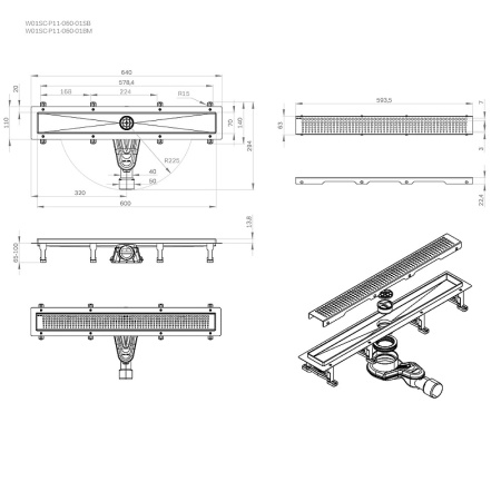 Трап для душа Am.Pm MasterFlow 60 W01SC-P11-060-01SB с решеткой Хром матовый Cut Gradient