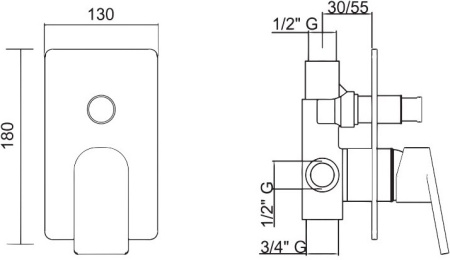 Смеситель для душа Cezares Fusion FUSION-VDIM-CNE с внутренней частью