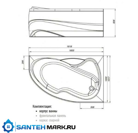 Ванна Мирсант Ливадия Premium левая 160*100