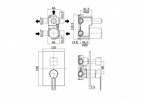 Смеситель Paffoni Rock RO018CR/M (с внутренней частью)