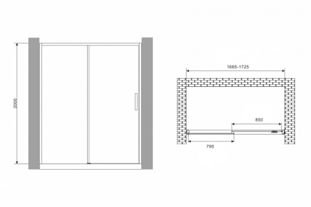 Душевая дверь в нишу ABBER Komfort AG93170