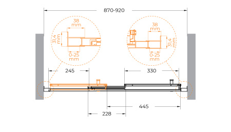 Душевая дверь в нишу CEZARES MOLVENO-BF-3-90-C-Cr-IV