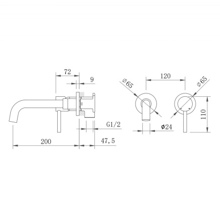 Смеситель Berges VENTAS R скрытого монтажа, раздельный, оружейная сталь
