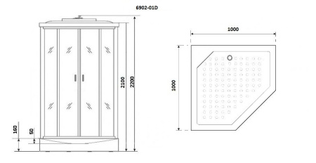 Душевая кабина Niagara Premium NG-6902-01D BLACK 100x100