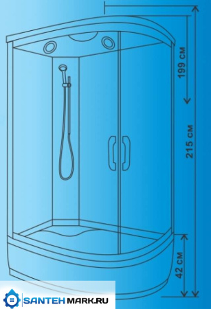 Душевая кабина Водный мир ВМ-8824 R тонированные/белые 80x120