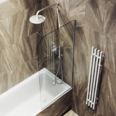 Шторка на ванну MaybahGlass в узком профиле, 6 мм, Стекло Бесцветное, 44x140 (MGV-126-5у)