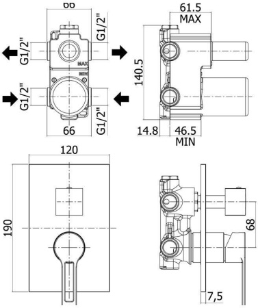 Смеситель Paffoni West WS018CR (с внутренней частью)