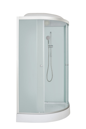 Душевая кабина DTO LM909 с гидромассажем и электрикой(90х90х215) низкий поддон(15см), профиль хром, стекло матовое(5мм), 3места