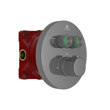 Смеситель Vincea VSCV-322T-MGM двухфункциональный, термостатический, вороненая сталь Смеситель Vincea VSCV-322T-MGM двухфункциональный, термостатический, вороненая сталь