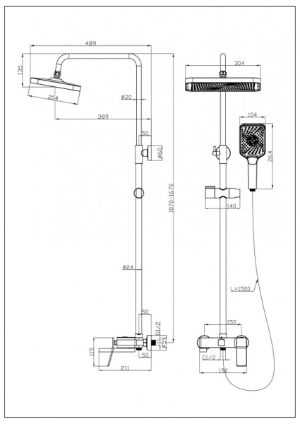 Душевая система ESBANO GEMINI (DS-XR) хром глянцевый