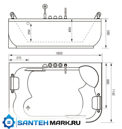 Акриловая ванна Gemy G9085 K R