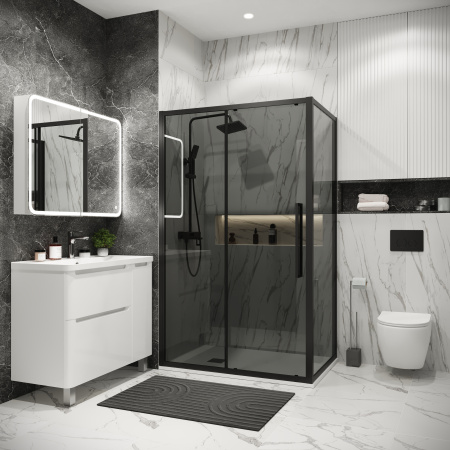 Душевая боковая стенка Grossman Cosmo 200.K33.02.100.21.10 (100х195) черный матовый,стекло тонированное, 1 место