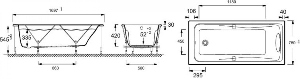 Акриловая ванна Jacob Delafon Odeon Up 175x75 см E6049-00