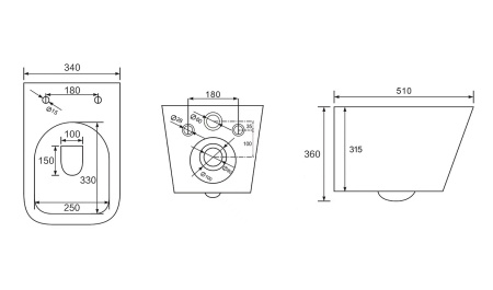 Комплект BERGES: инсталляция АТОМ Line кнопка белая, унитаз FLOE S Rimless 51 см, сидение дюропласт Floe S Slim SO, микролифт, быстросъём