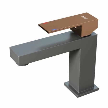 Смеситель для раковины NT Bagno NT9001GG для раковины серый матовый/розовое золото