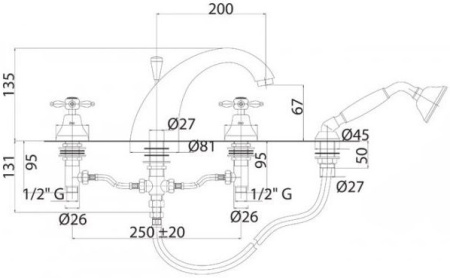 Смеситель для ванны Cezares Nostalgia NOSTALGIA-BVD-02-Bi Смеситель для ванны Cezares Nostalgia NOSTALGIA-BVD-02-Bi