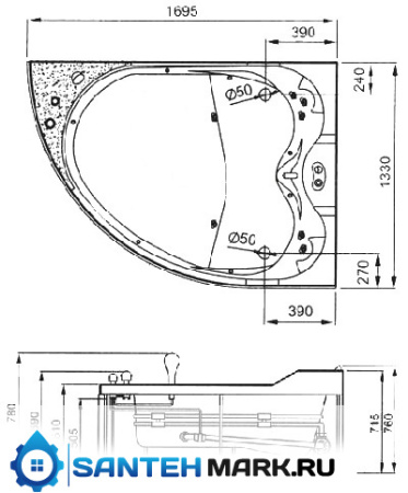 Акриловая ванна Gemy G9086 B R