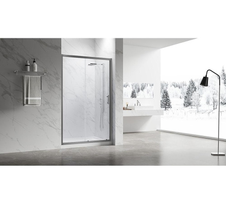 Душевая дверь в нишу Veconi Vianno VN-55GM, 1400x1950, Оружейная сталь, стекло прозрачное