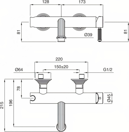Смеситель Cezares Aphrodite APHRODITE-VDM-03/24-Bi Смеситель Cezares Aphrodite APHRODITE-VDM-03/24-Bi