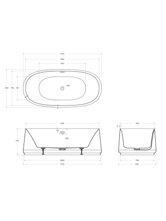 Ванна CEZARES LUX CZR-LUX-CENTRAL-170-82-58