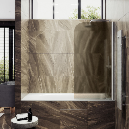 Шторка на ванну MaybahGlass поворотная на монопетле, 6 мм, Стекло Бронза матовая, 40x140 (MGV-602-5) универсальная